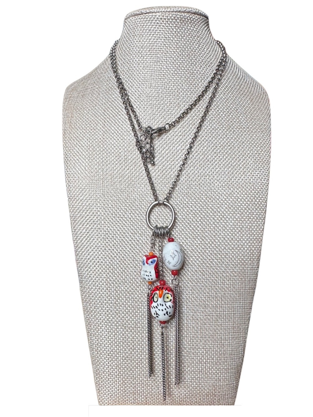 Ceramic Beaded Owl Pendant